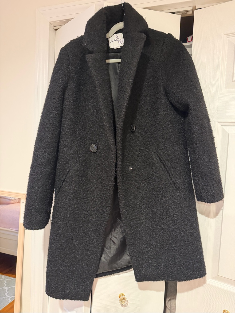 Sam Edelman Black Bouclé Long Coat